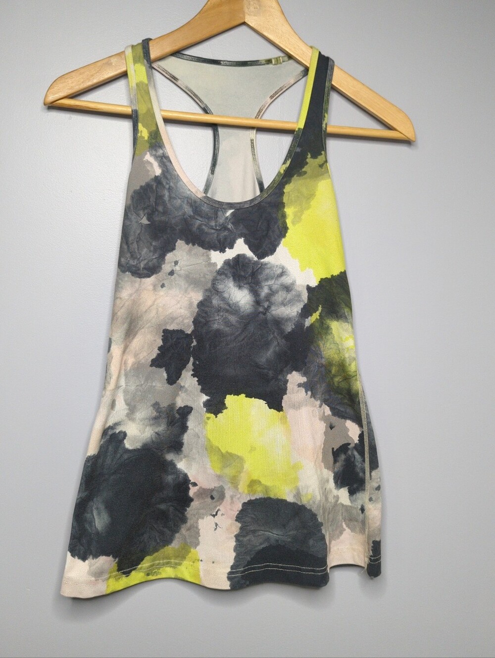Lululemon Racerback Scoop Neck Tank Top Citron Tinted Canvas Tie Dye S